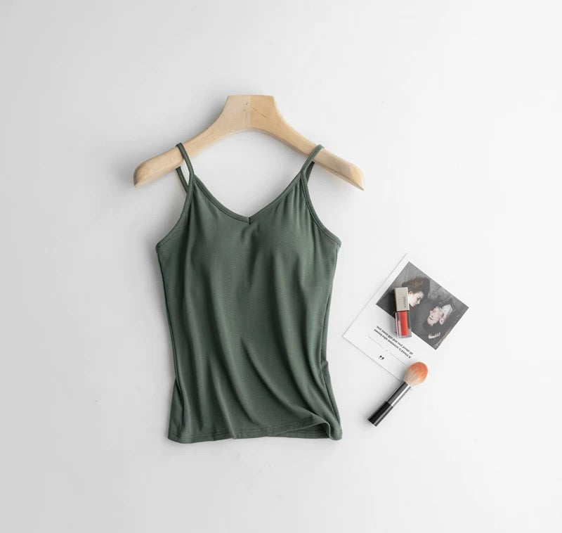 Basic V-Neck Built-In Bra Camisole